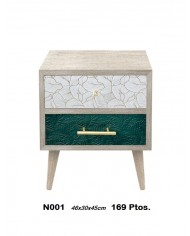 Mesita decorativa dos cajones detalles plata