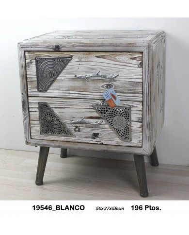 Mesita decorativa dos cajones detalles plata