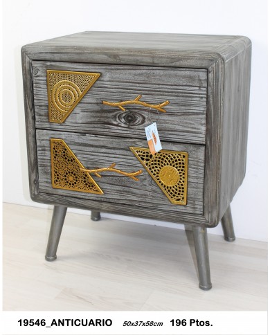 Mesita decorativa dos cajones detalles oro