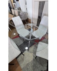 Pack mesa redonda de cristal + 4 sillas