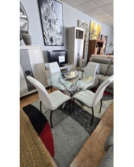 Pack mesa redonda de cristal + 4 sillas