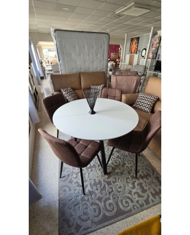 Pack mesa redonda cerrada-extensible ovalada + 4 sillas