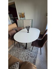 Pack mesa redonda cerrada-extensible ovalada + 4 sillas