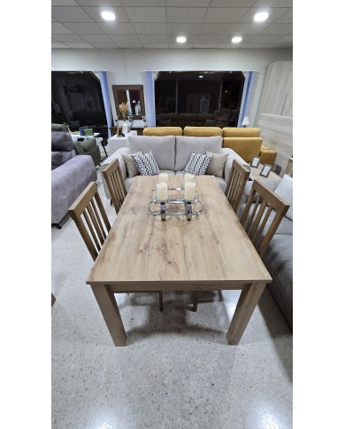 Conjunto Roble - Mesa extensible y sillas de madera