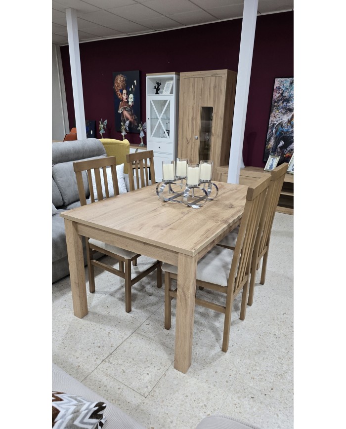 Conjunto Roble - Mesa extensible y sillas de madera