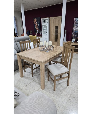 Conjunto Roble - Mesa extensible y sillas de madera