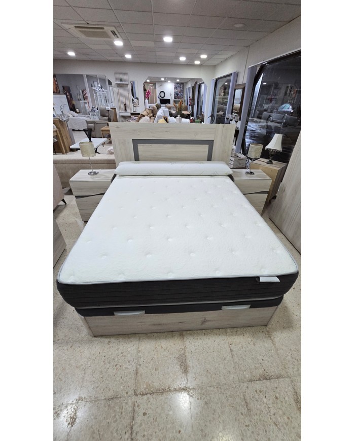 Conjunto canapé de madera y colchón 150x190cm