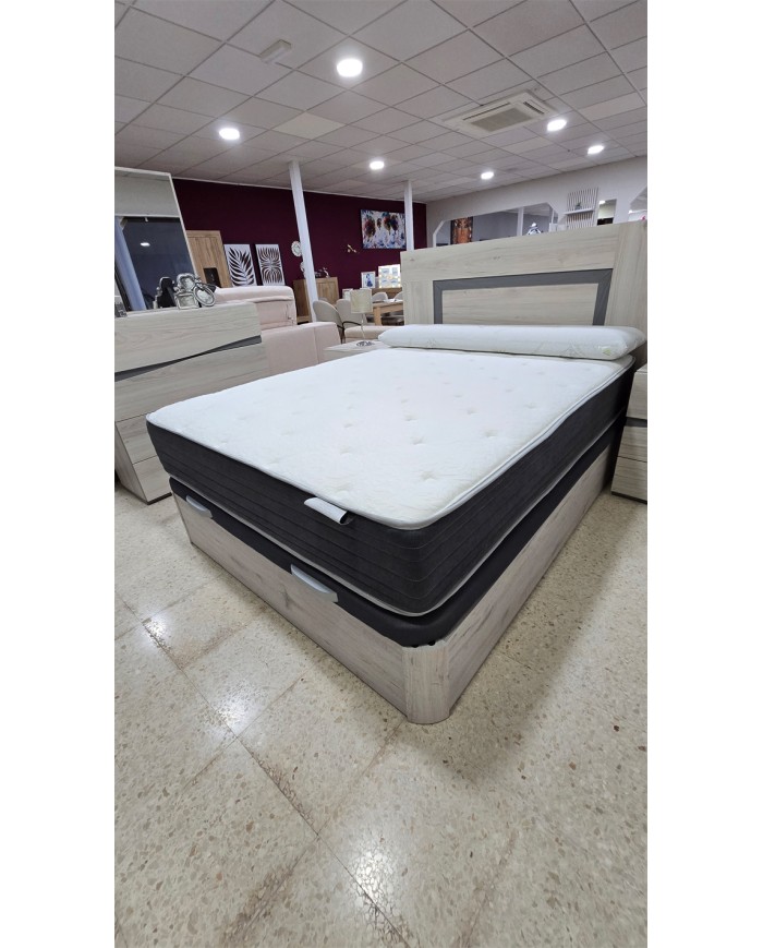 Conjunto canapé de madera y colchón 150x190cm