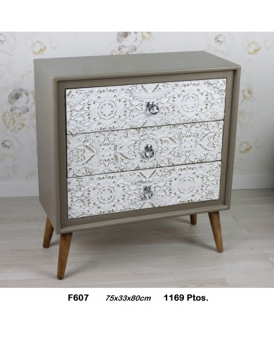 Mesita decorativa tres cajones