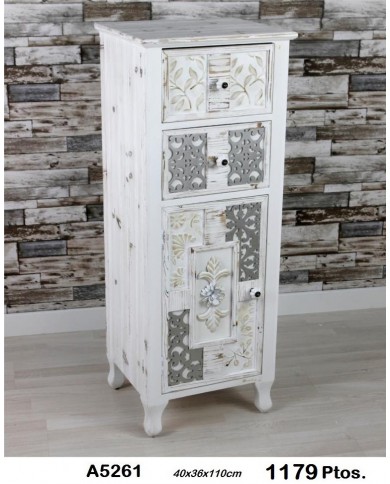 Mueble auxiliar decorativo puerta dos cajones