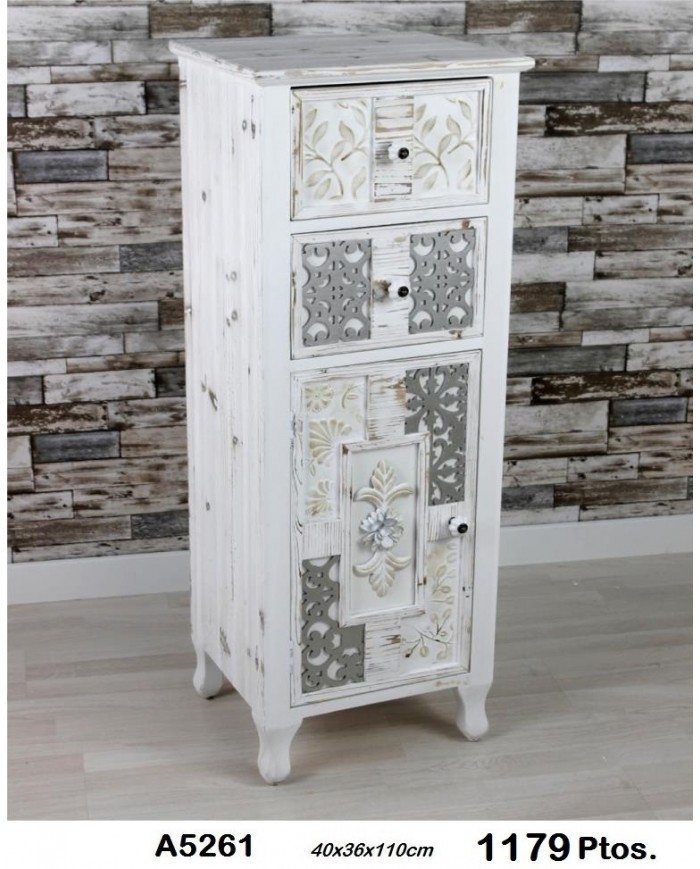 Mueble auxiliar decorativo puerta dos cajones