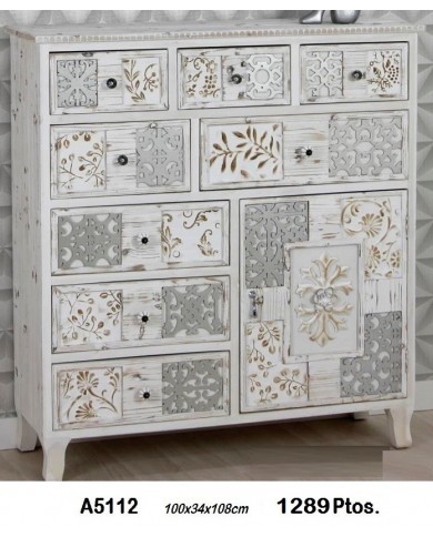 Cómoda decorativa cajones color blanco