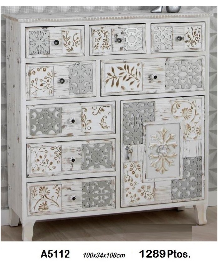 Cómoda decorativa cajones color blanco