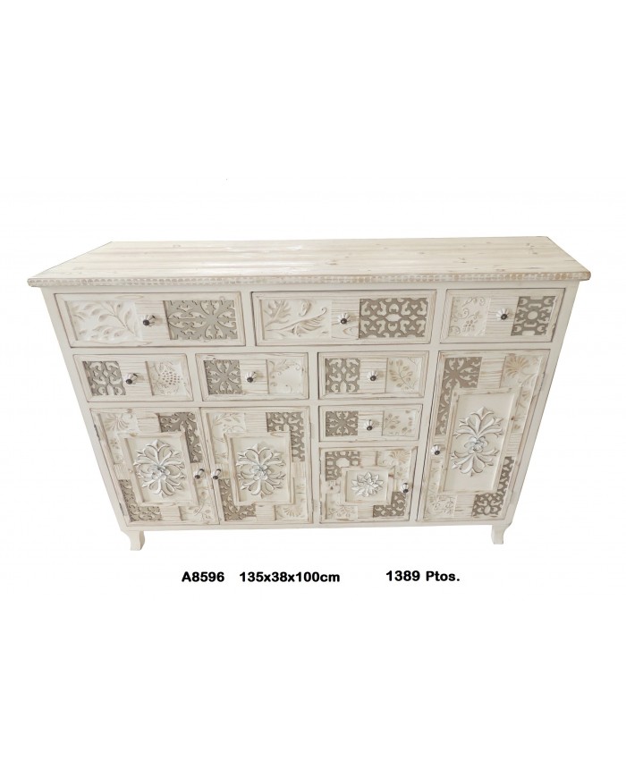 Aparador decorativo cajones color blanco