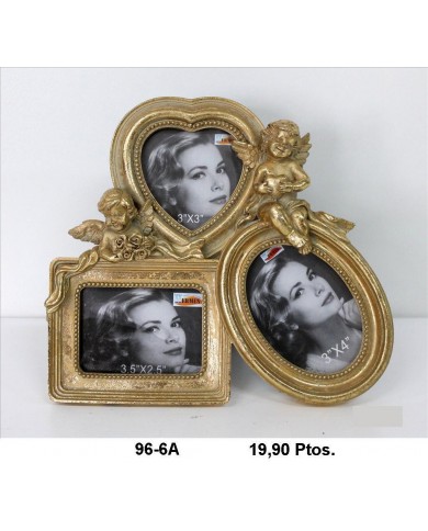Portafotos decorativo triple color oro