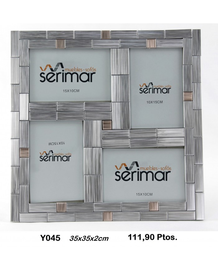 Portafotos múltiple decorativo color plata