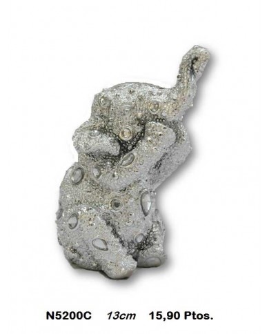 Elefante decorativo plata detalles cristal