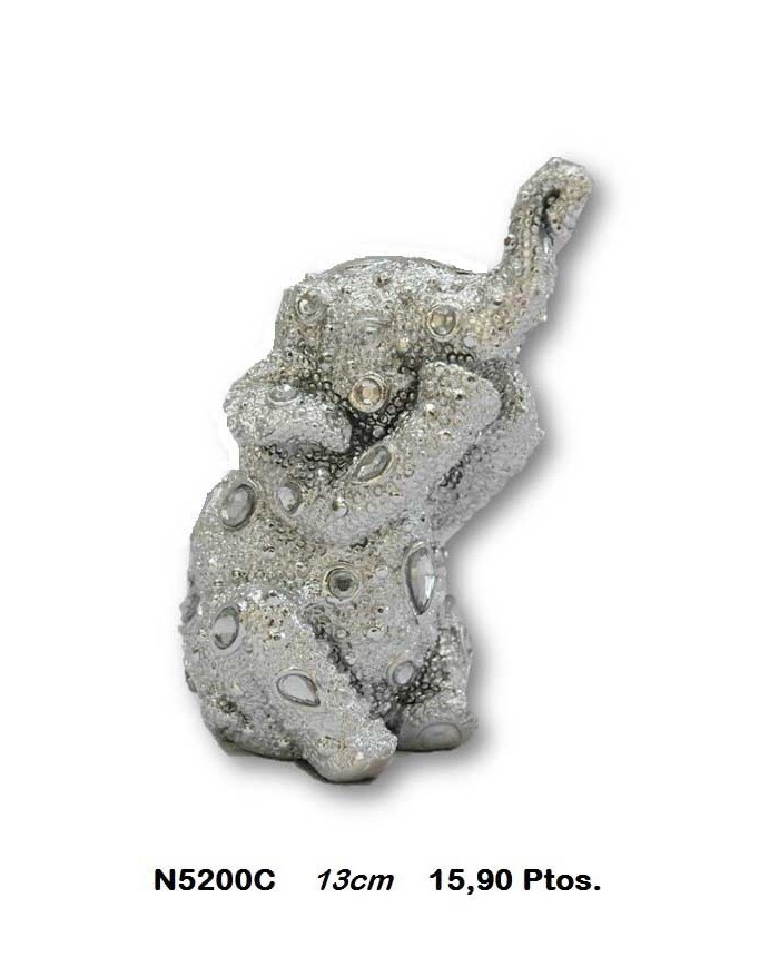 Elefante decorativo plata detalles cristal