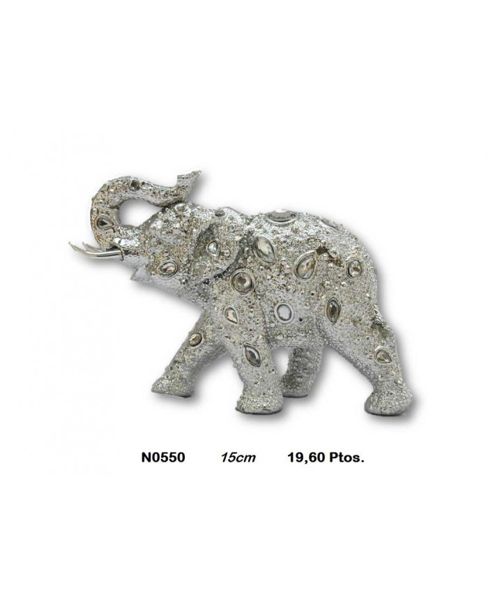Elefante decorativo plata detalles cristal