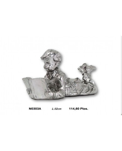 Figura decorativa niño plata