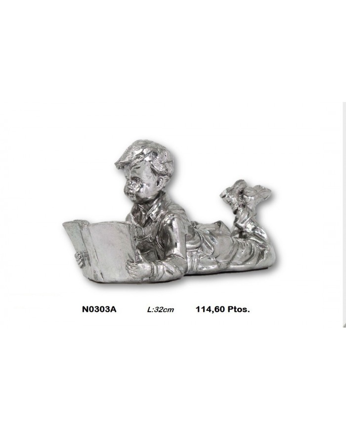 Figura decorativa niño plata