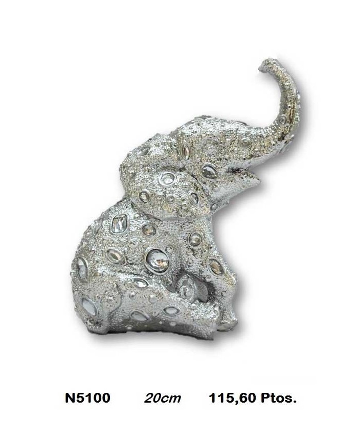 Elefante decorativo  plata detalles cristal