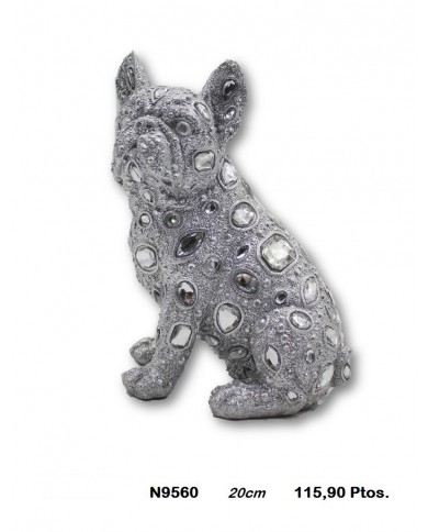 Perro decorativo plata detalle cristal