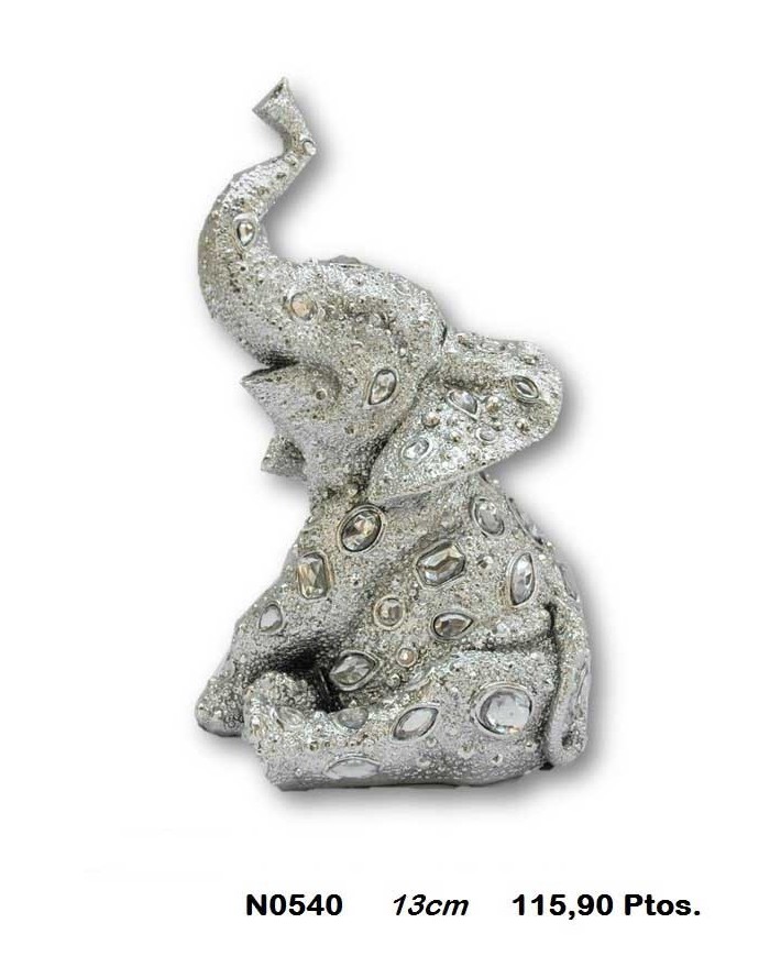 Elefante decorativo plata detalles cristal