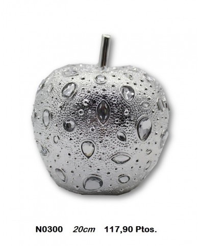 Manzana decorativa plata detalles cristal
