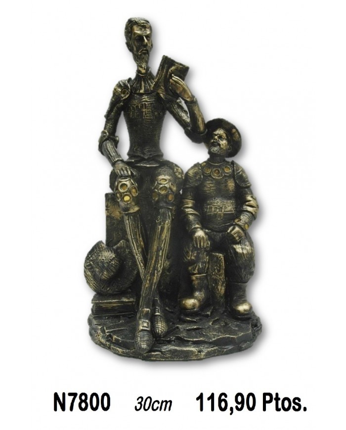 Figura  don quijote y sancho oro envejecido