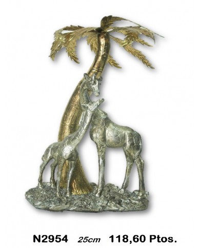 Jirafas  decorativas plata y oro