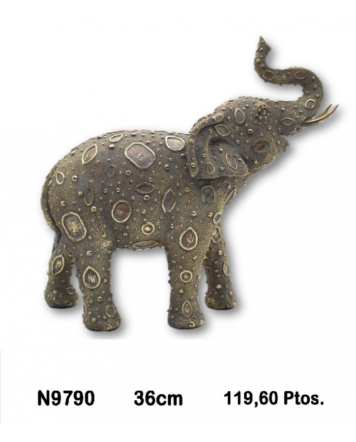 Elefante  decorativo color oro envejecido detalles cristal