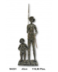 Figura don quijote y sancho color oro envejecido