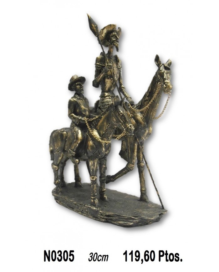 Figura don quijote y sancho color oro envejecido