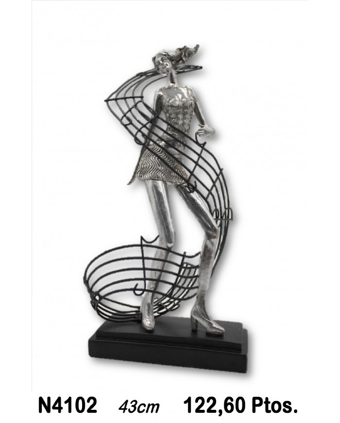 Bailarina decorativa plata notas musicales