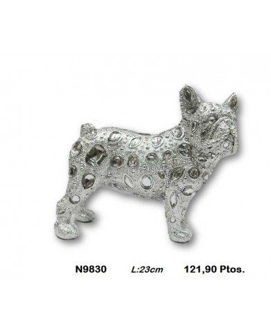 Perro decorativo plata detalles cristal
