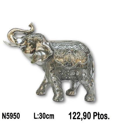 Elefante decorativo plata y  oro detalles cristal