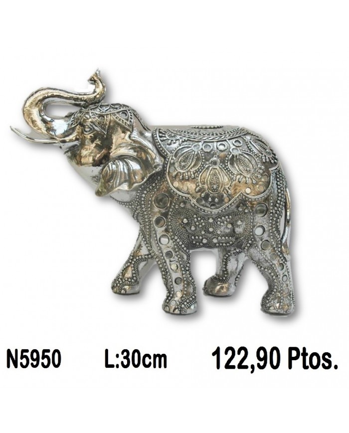 Elefante decorativo plata y  oro detalles cristal