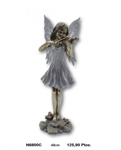 Figura decorativa niña alas mariposa  con violín