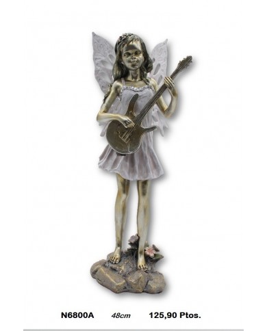 Figura decorativa niña alas  mariposa con guitarra