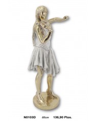 Figura decorativa mujer con violín color oro