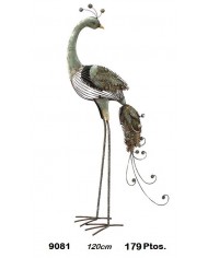 Figura decorativa pavo real color oro y plata