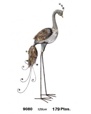 Figura decorativa pavo real color oro y plata