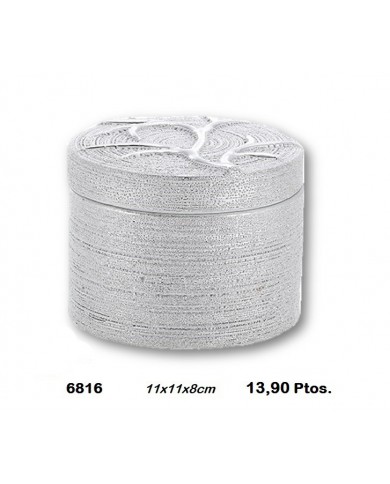 Joyero decorativo redondo color blanco