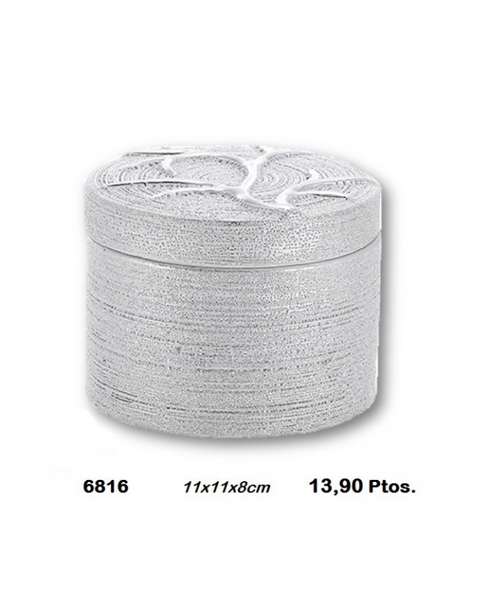 Joyero decorativo redondo color blanco