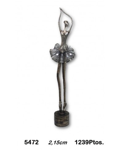 Figura decorativa bailarina color plata y bronce