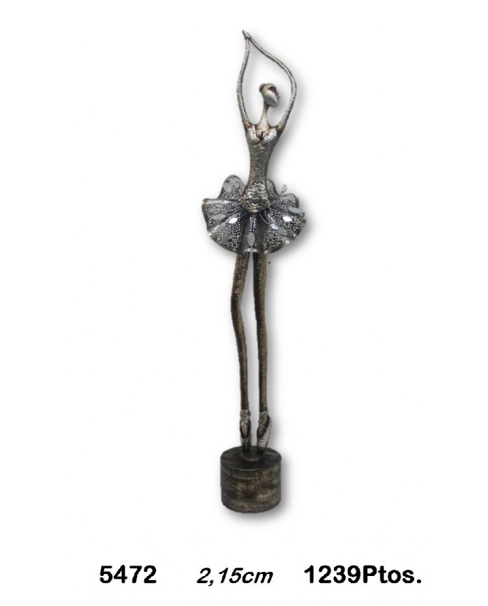 Figura decorativa bailarina color plata y bronce