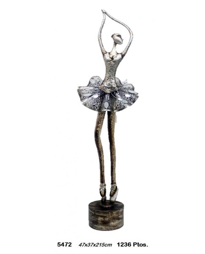 Figura decorativa bailarina color plata y bronce