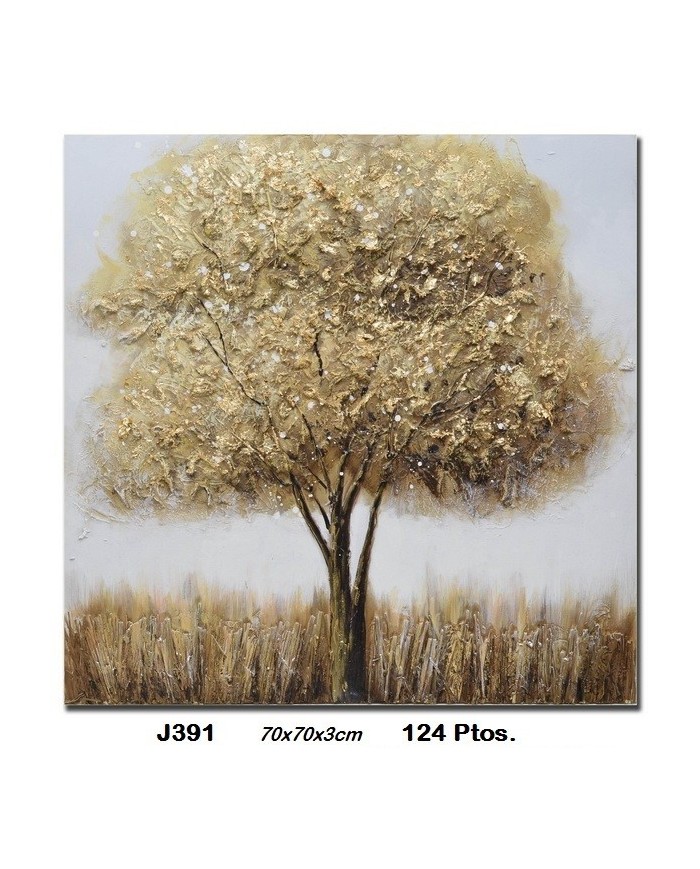 Cuadro decorativo árbol color oro