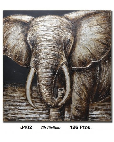 Cuadro decorativo elefante color bronce